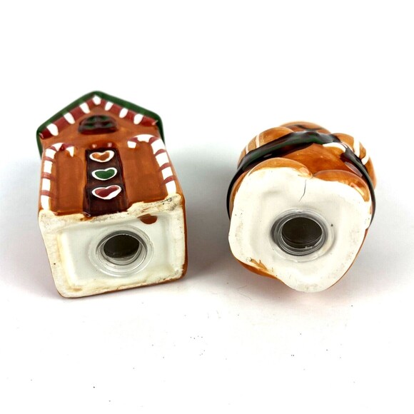 VTG Christmas Gingerbread House Man Mini Salt & Pepper Shakers Ceramic Figurines - Picture 7 of 9